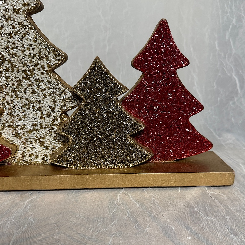 Tribal Design Beaded Christmas Trees Seasonal Holiday Home Decor Table Accent - Picture 7 of 15